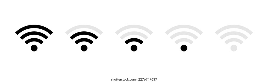 WIFI Icon set. rounded corners. black gray white background