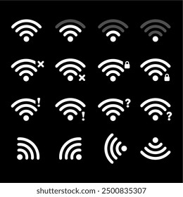 Wifi icon set. Signal vector icon. Wireless icon or sign for remote internet access, web, website, application, computer graphics, cell phone, smartphone, laptop