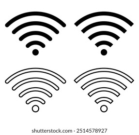 Conjunto de iconos de wifi. icono de Vector de señal. Icono inalámbrico blanco y negro