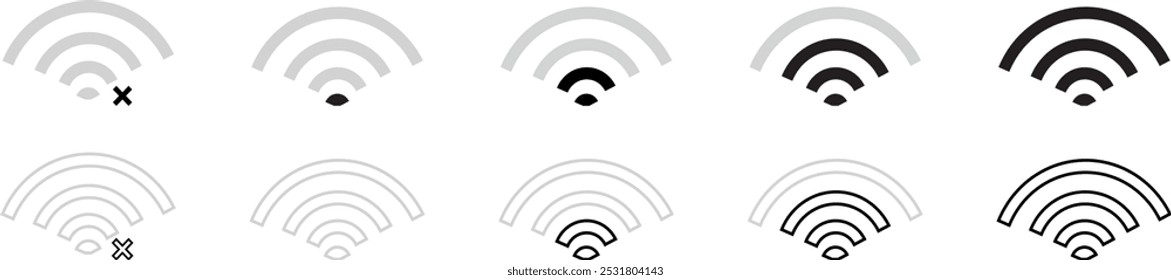 Wifi icon set. signal vector icon. Wireless icon vector. Internet symbol. Network icon. Wifi symbol.vector illustration.EPS 10