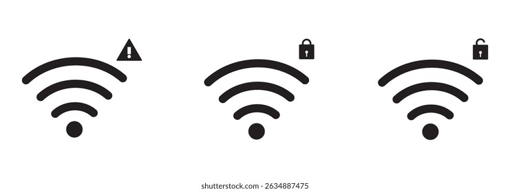 Ícone de Wi-Fi definido. ícone de vetor de sinal. Vetor de ícone sem fio