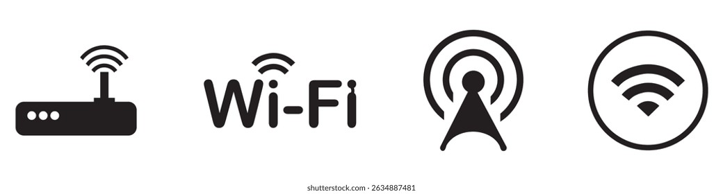 Wifi icon set. signal vector icon. Wireless icon vector 