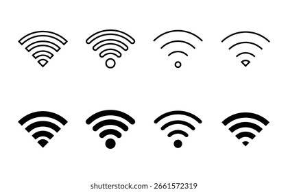 Ícone de Wi-Fi definido. ícone de vetor de sinal. Vetor de ícone sem fio