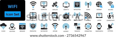 WiFi icon set silhouette vector 