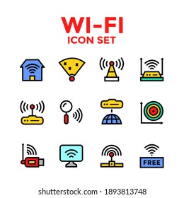 Wifi icon set, Solid icon include signal, router, web, internet, computer, bandwidth and more design illustration vector on white background