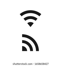 Wi-Fi-Icon-Set. Wifi-Symbol. Wireless-Internetanschluss-Schild. Einfache flache Form wi fi Logo. Schwarze Silhouette einzeln auf weißem Hintergrund. Bild der Vektorillustration.