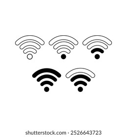 conjunto de ícones wifi. símbolo de conexão wireless com a internet. Adequado para elemento de design da barra de wifi do smartphone, nível de intensidade do sinal e símbolo de conexão à Internet.