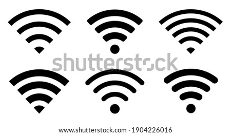 Wi-Fi Icon set symbol. Wireless and wifi icon or wi-fi icon sign for remote internet access. Network wifi business concept. Vector illustration. Imagine de stoc © 
