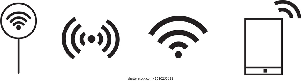 Conjunto de iconos de Wifi. en fondo blanco.
