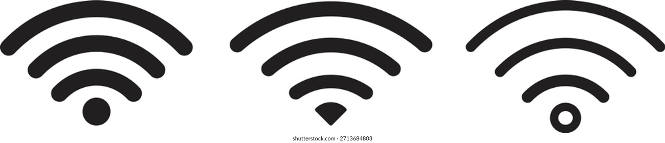 WiFi-Symbolsatz, Sammlung von drahtlosen Illustrationszeichen, Symbole für Internetverbindungen,. Satz von verschiedenen drahtlosen Wi-Fi-Signal-Symbol