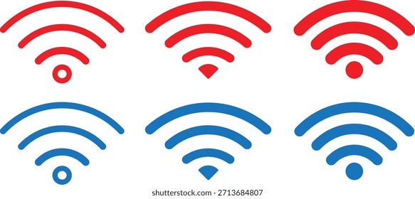 conjunto de ícones wifi, coleção de sinais de ilustração wireless, símbolos de conexão com a Internet,. Conjunto de diferentes símbolos de sinal Wi-fi sem fio