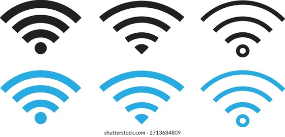 conjunto de ícones wifi, coleção de sinais de ilustração wireless, símbolos de conexão com a Internet,. Conjunto de diferentes símbolos de sinal Wi-fi sem fio