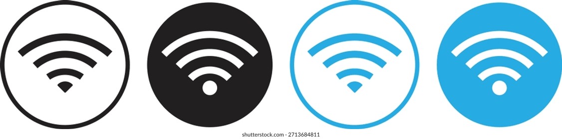 conjunto de ícones wifi, coleção de sinais de ilustração wireless, símbolos de conexão com a Internet,. Conjunto de diferentes símbolos de sinal Wi-fi sem fio