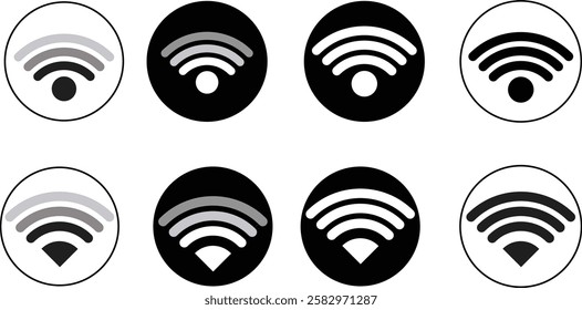 Wi-Fi icon set, wireless signal icon vector. Internet connection sign symbol.
