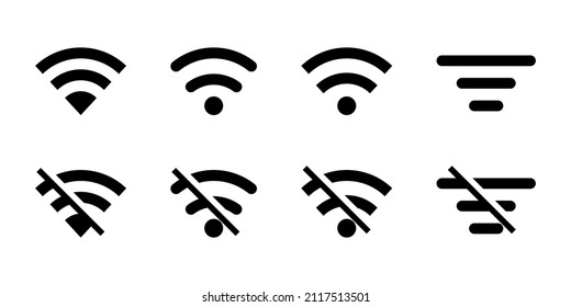 Wifi icon set. Wireless symbol. Internet sign in glyph. Wifi icon in glyph. Network status sign. Stock vector illustration