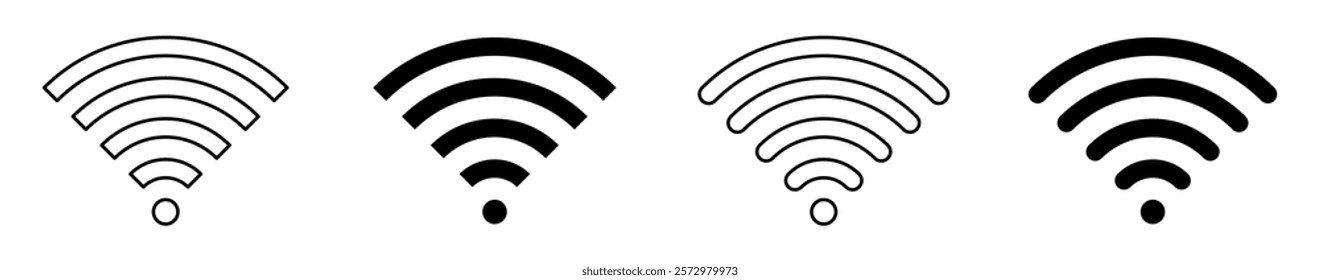 Wifi icon set. Wireless icon. Wi-fi symbol set.  Wi-fi icon wireless internet signal element flat and outline symbol.