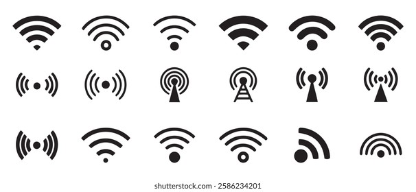 Wifi icon set. Wireless symbol collection. Internet sign. Wifi signal icons. 