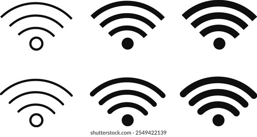 ícone wi-fi definido. Tecnologia sem fio. coleção de sinais de símbolos de ícone da Internet. Símbolo de conexão perdida