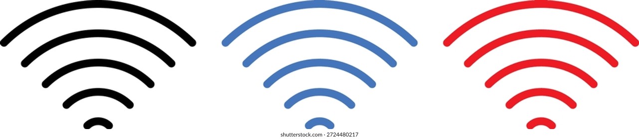 Conjunto de iconos de WiFi. Tecnología inalámbrica. Tecnología y señal de punto caliente.  Intensidad de la señal y señales de puntos calientes
