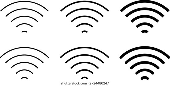 Conjunto de iconos de WiFi. Tecnología inalámbrica. Tecnología y señal de punto caliente.  Intensidad de la señal y señales de puntos calientes
