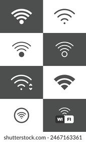 Wi-fi icon sets. symbols and icons Wi-Fi connectivity, wireless wifi icons. Podcast vector symbol, vector illustration concept.