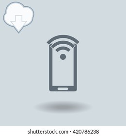 Wi-Fi icon with shadow. Cloud of download with arrow.