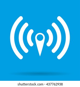WI-FI icon with shadow isolated on a blue background, vector illustration