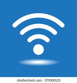 WiFi icon with shadow on a blue background. The file is saved in the version AI10 EPS. This image contains transparency.
