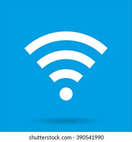 WIFI icon with shadow on a blue background, vector illustration