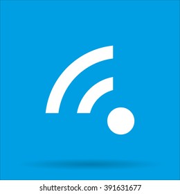 WIFI icon with shadow on a blue background, vector illustration