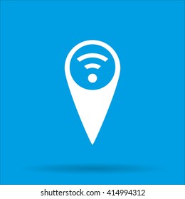 WIFI  icon with shadow on a blue background, vector illustration