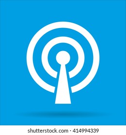 WIFI icon with shadow on a blue background,  vector illustration