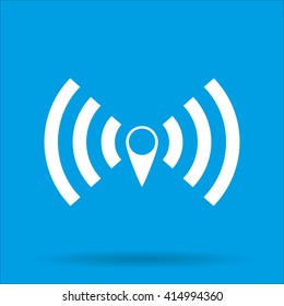 WIFI icon with shadow on a  blue background, vector illustration