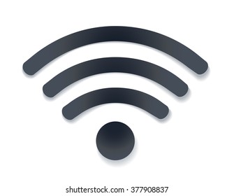 wifi icon with shadow vector illustration. free wi-fi hotspot symbol on white. vector