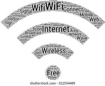 Wifi icon shaped free internet word cloud concept