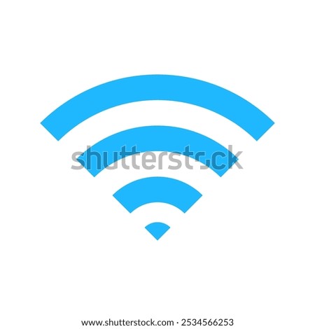 wifi icon with sharp corners facing upwards in light blue, bold and elegant