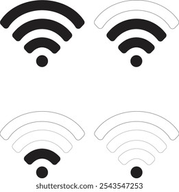 ícone Wifi. sinal de wifi ícone isolado. qualidade wi-fi ícone linear da rede. sinal e símbolo. Sinal sólido de área de wifi pública. qualidade Wi-Fi. sem fio internet sinal elemento símbolo plano