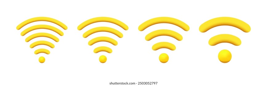 Wifi Icon and Signal. Wi-Fi Connection and Network Concept. 3D Yellow Wireless Network. Vector.