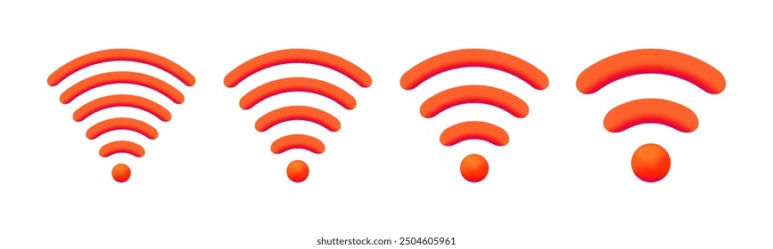 Wifi Icon and Signal. Wi-Fi Connection and Network Concept. 3D Orange Wireless Network. Vector.