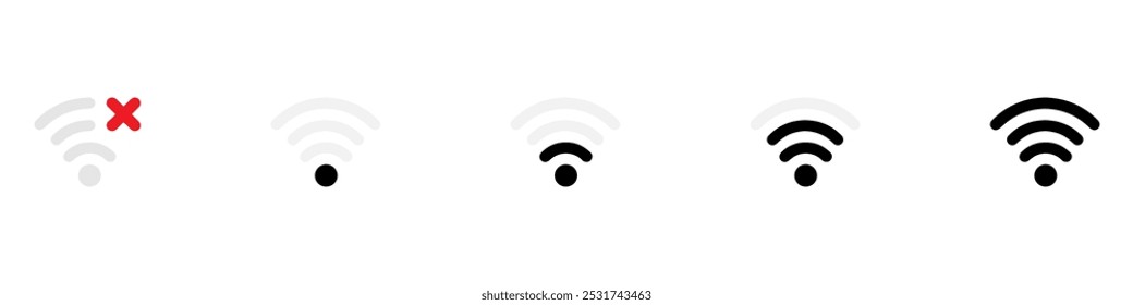 Wifi icon. Wifi signal icon. Wifi icons collection. Wifi icons wireless internet connection signal. EPS 10
