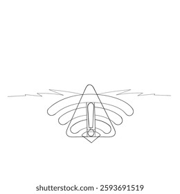 Wifi icon. signal vector icon. Vector wireless icon and exclamation mark continuous line