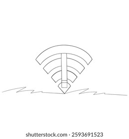 Wifi icon. signal vector icon. Vector wireless icon and exclamation mark continuous line