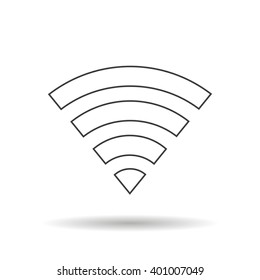 WIFI icon silhouette  with shadow on a white background, vector illustration