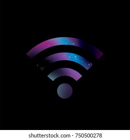 Wifi icon and space. Vector illustration. Space background. Internet and communication.