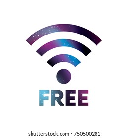 Wifi icon and space. Vector illustration. Space background. Internet and communication.