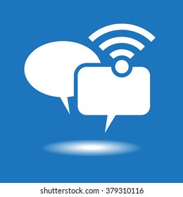 WiFi icon with speech bubble. The file is saved in the version 10 EPS. This image contains transparency.