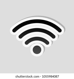 wi-fi icon. Sticker style with white border and simple shadow on gray background