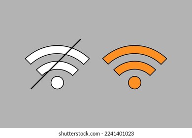 Wi-fi icon, symbol, wireless connection, without internet access, vector illustration