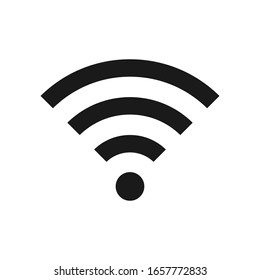 Wi-fi icon. Wifi symbol. Wireless internet connection sign. Simple flat shape logo. Black silhouette isolated on white background. Vector illustration image.