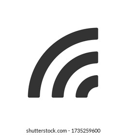 Wi-fi icon. Wifi symbol. Wireless internet connection sign. Simple flat shape logo. Black silhouette isolated on white background. Vector illustration image.